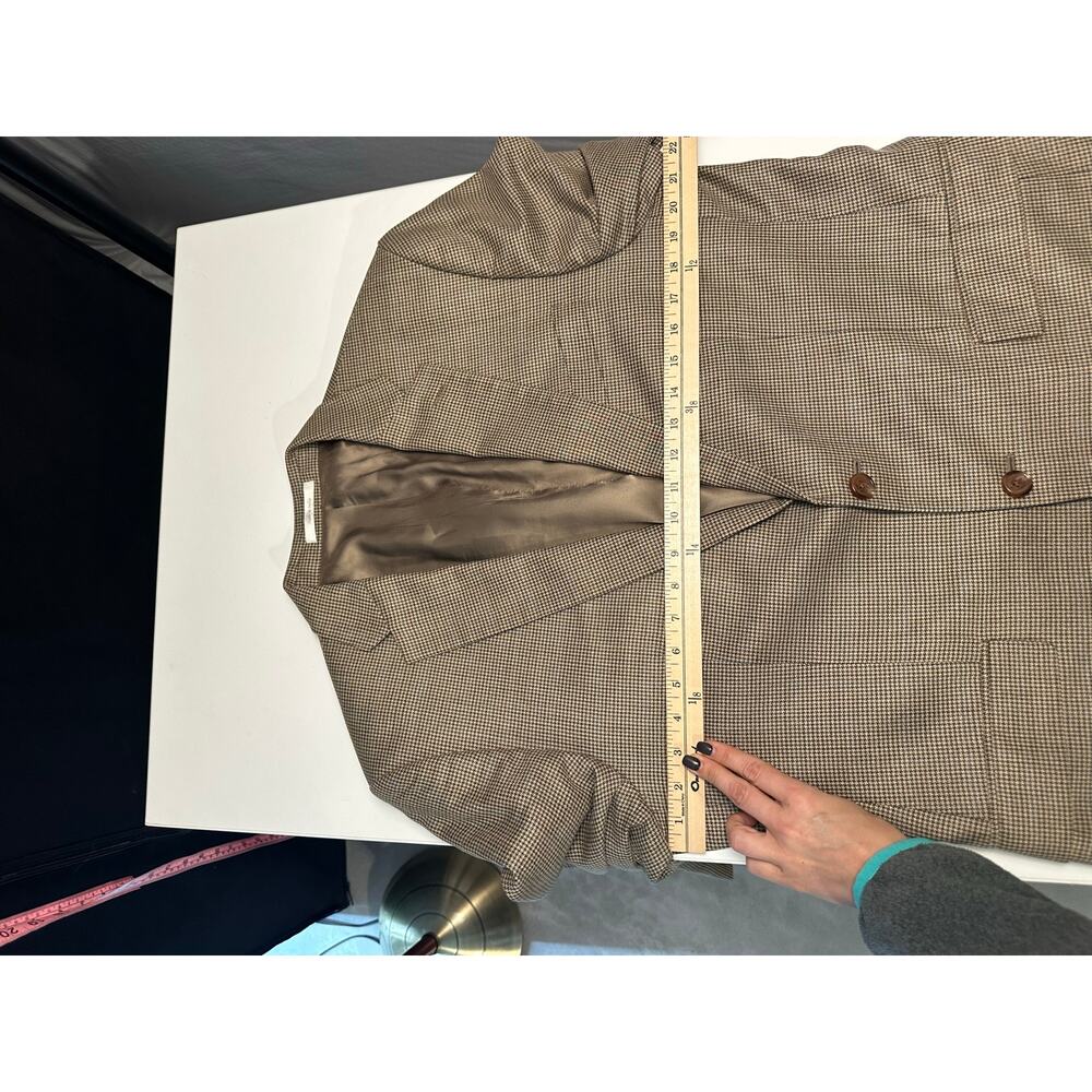 Ralph Lauren Mens 41R Sport Coat Silk Wool Brown Plaid Blazer Preppy Office - Picture 10 of 15